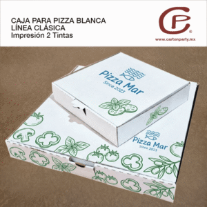 Caja para pizza BLANCA IMPRESA 2 TINTAS
