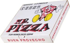 Mr Pizza caja para pizza 3 tintas