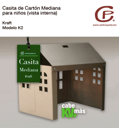 Casita de cartón mediana para niños K2 - Imagen 3