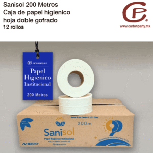 Caja de papel higienico gofrado blanco en rollo hoja doble