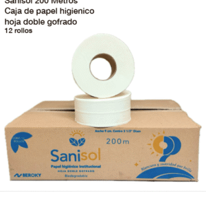Caja de papel higienico gofrado blanco en rollo hoja doble