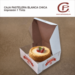 Caja para pastel de cartón blanca impresa 1 tinta
