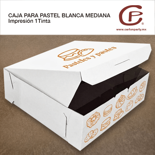 Caja para pastel de cartón blanca impresa 1 tinta - Imagen 2
