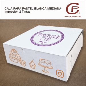 Caja para pastel de cartón blanca impresa 2 tintas