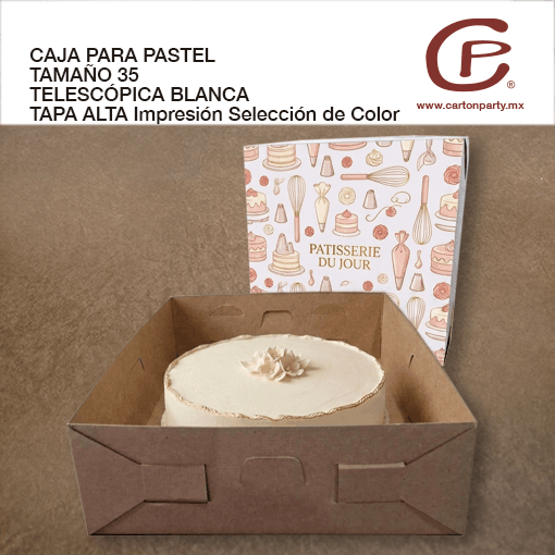 Caja para pastel blanca impresión en selección / base y tapa - Imagen 2