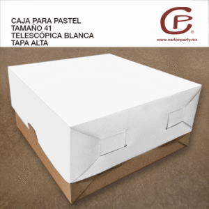 Caja para pastel telescópica blanca