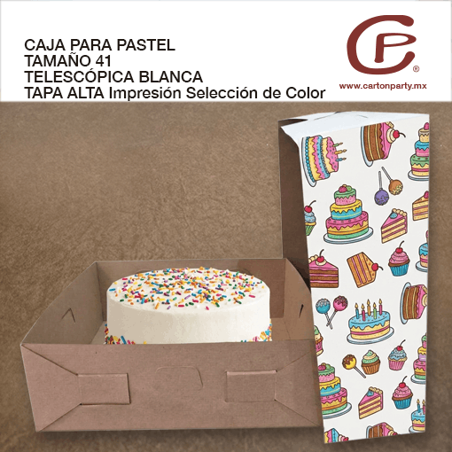 Caja para pastel blanca impresión en selección / base y tapa