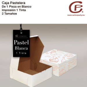 Caja para pastel de cartón blanca impresa 1 tinta