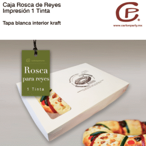 Caja para rosca de reyes con tapa / 1 Tinta