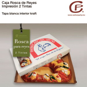 Caja para rosca de reyes con tapa / 2 Tintas