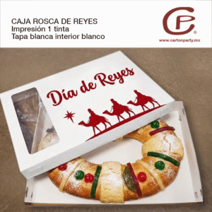 Caja para rosca de reyes con tapa / 1 Tinta