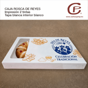 Caja para rosca de reyes con tapa / 2 Tintas
