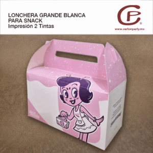 Lonchera Grande Blanca para Snack / Impresión 2 Tintas